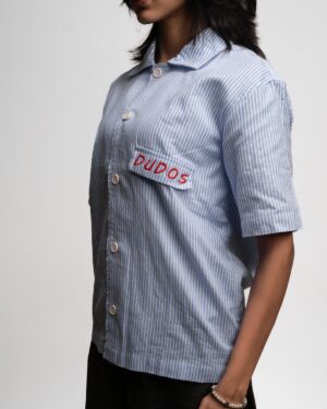 sky blue stripe boxy shirt