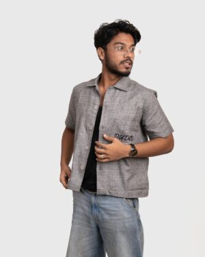 grey textured boxy shirt