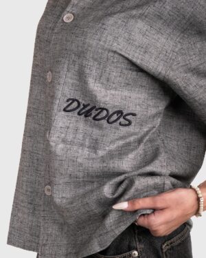 grey textured boxy shirt