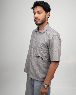 grey textured boxy shirt