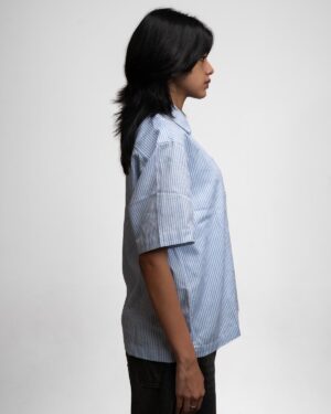 sky blue stripe boxy shirt