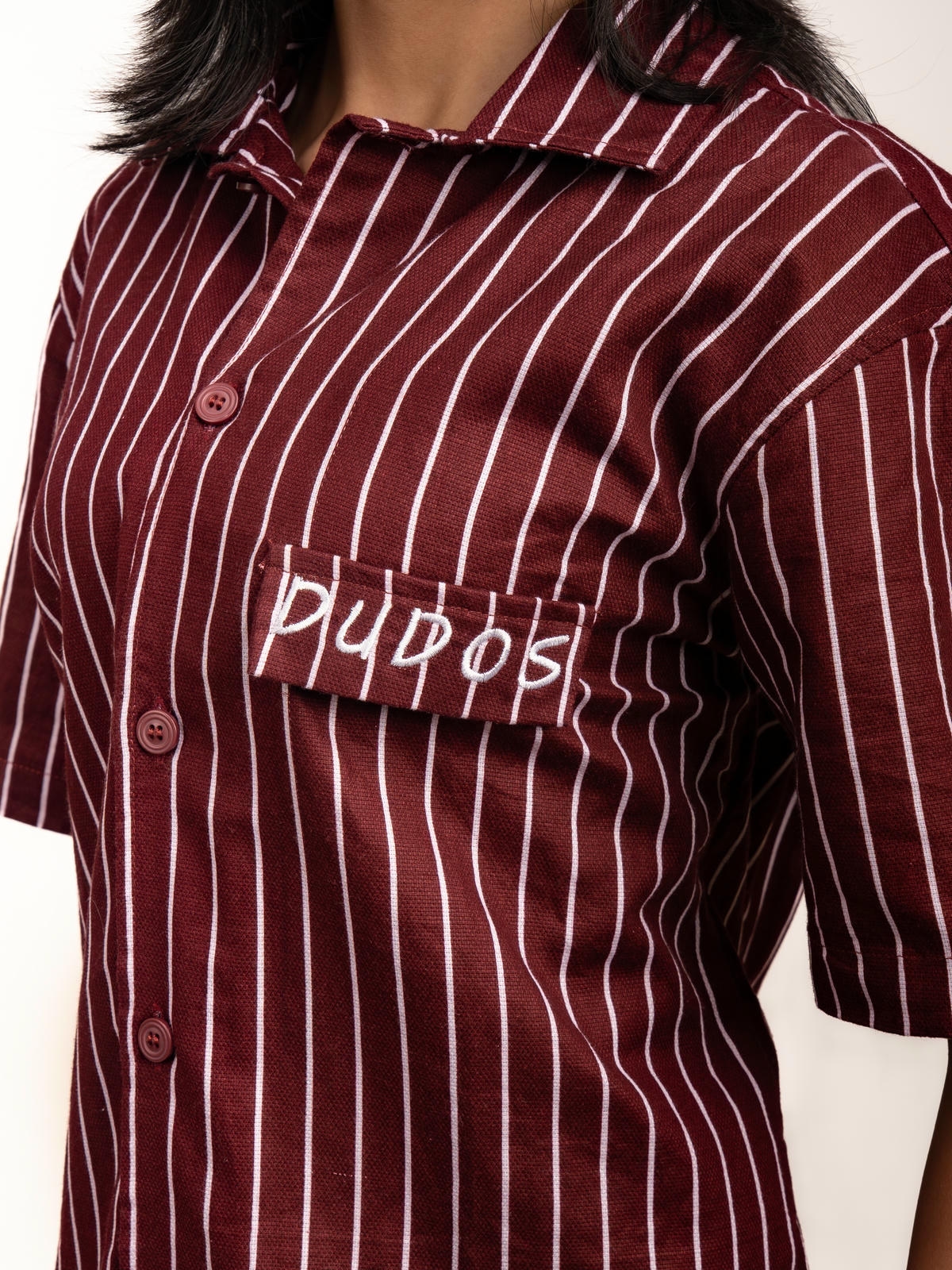 wine red stripe boxy shirt wine red stripe boxy shirt