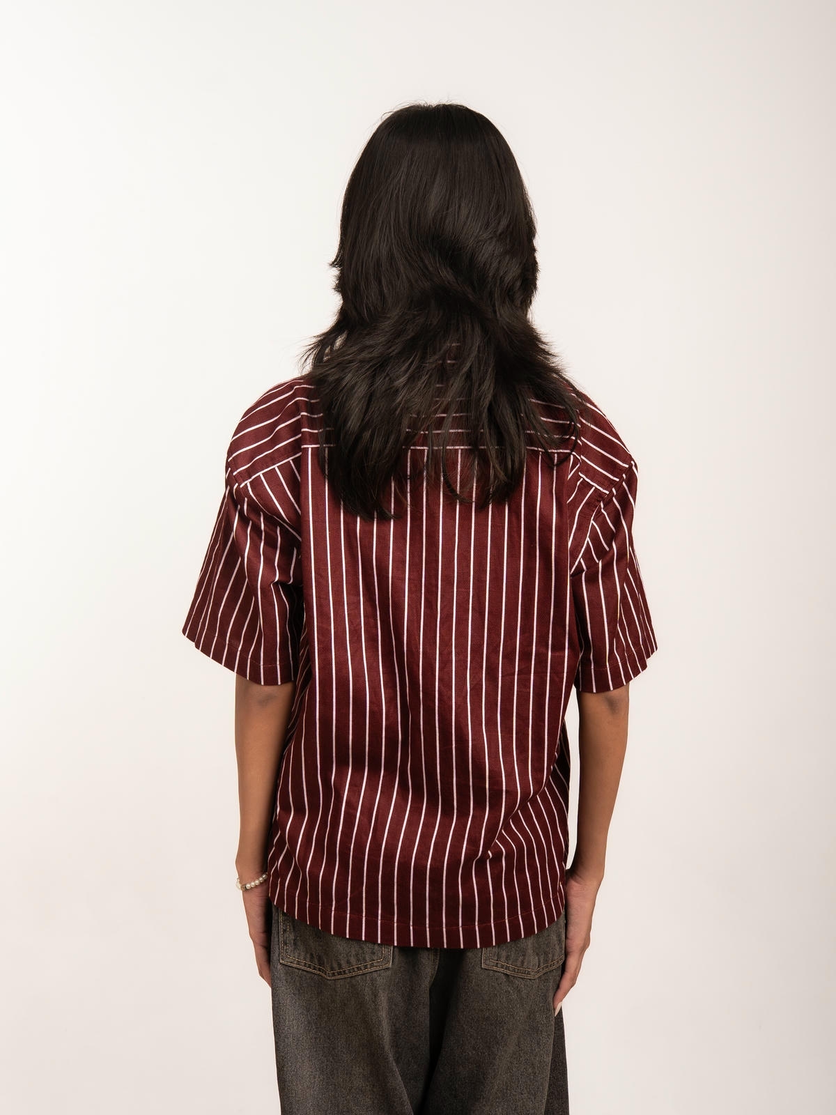 wine red stripe boxy shirt wine red stripe boxy shirt