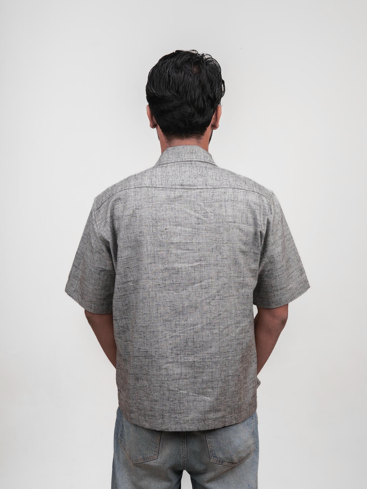 grey textured boxy shirt grey textured boxy shirt