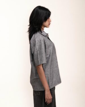 grey textured boxy shirt